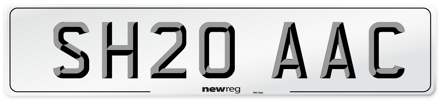 SH20 AAC Number Plate from New Reg